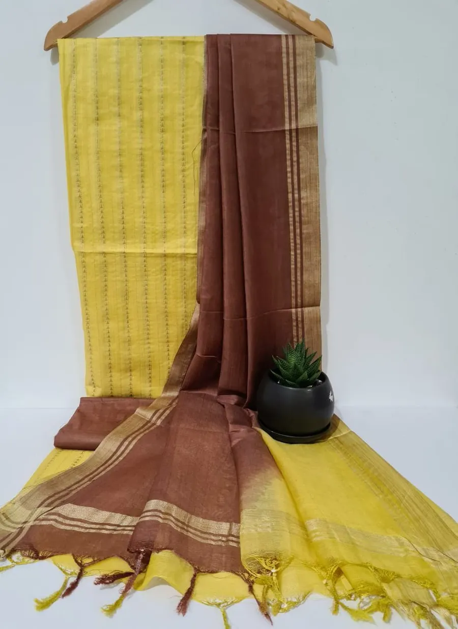 Crafted Semi Tussar Bhagalpuri Suit Set for Women 